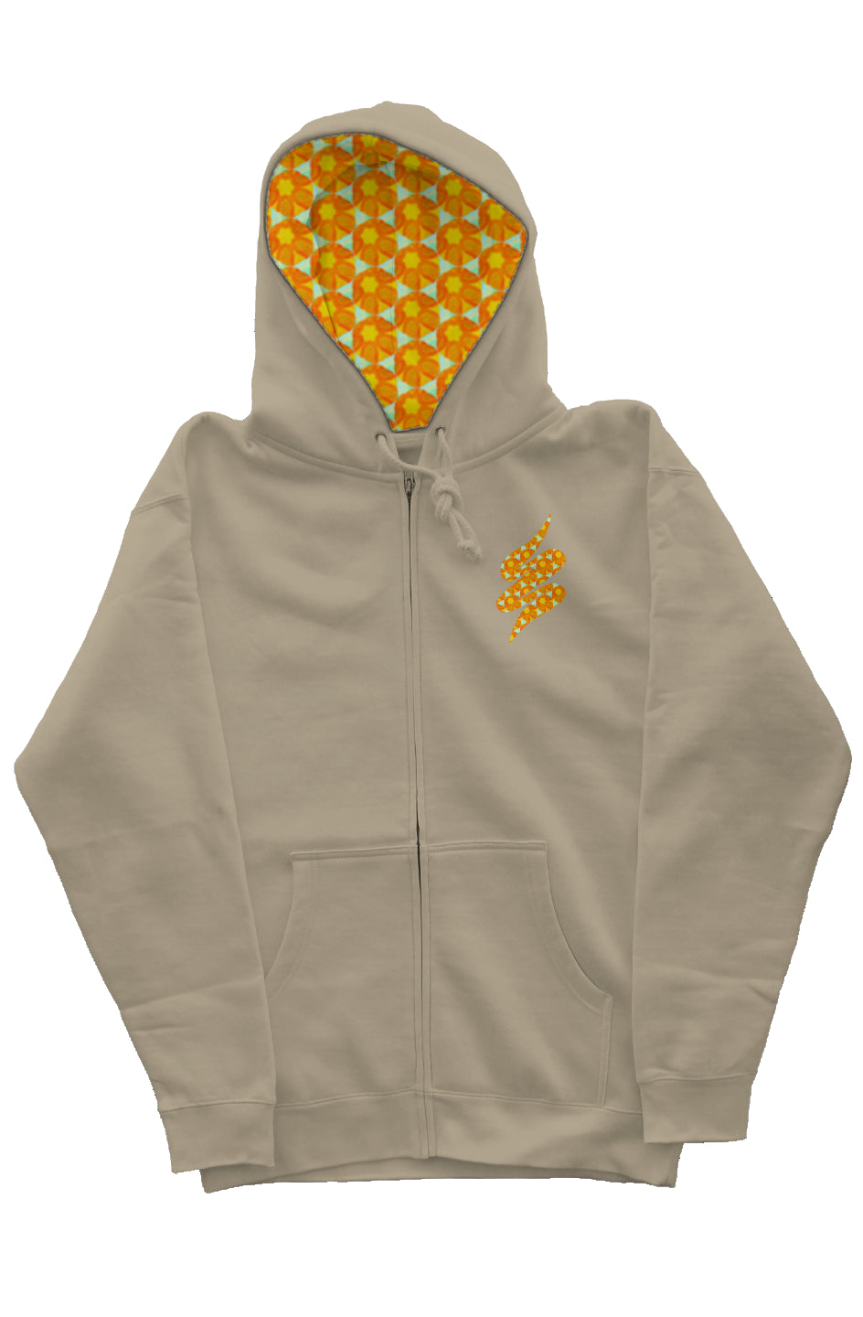 Zip Hoody with Graphic Hood Liner - Papaya Sunflower
