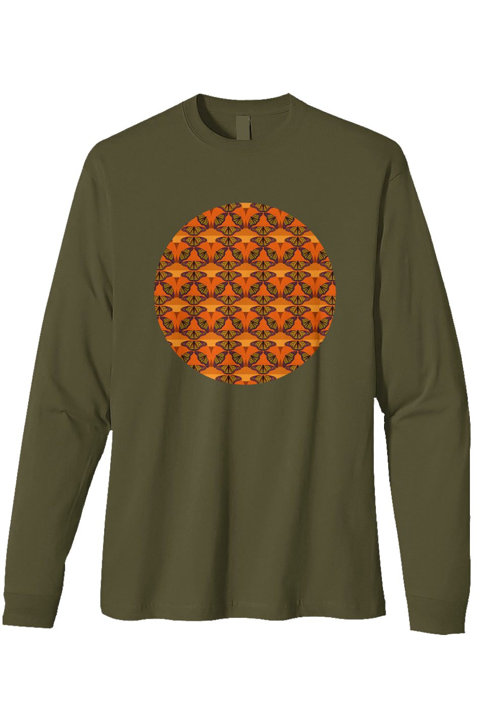 Organic Heavyweight Long Sleeve T-Shirt - Butterfly Sunset Circle