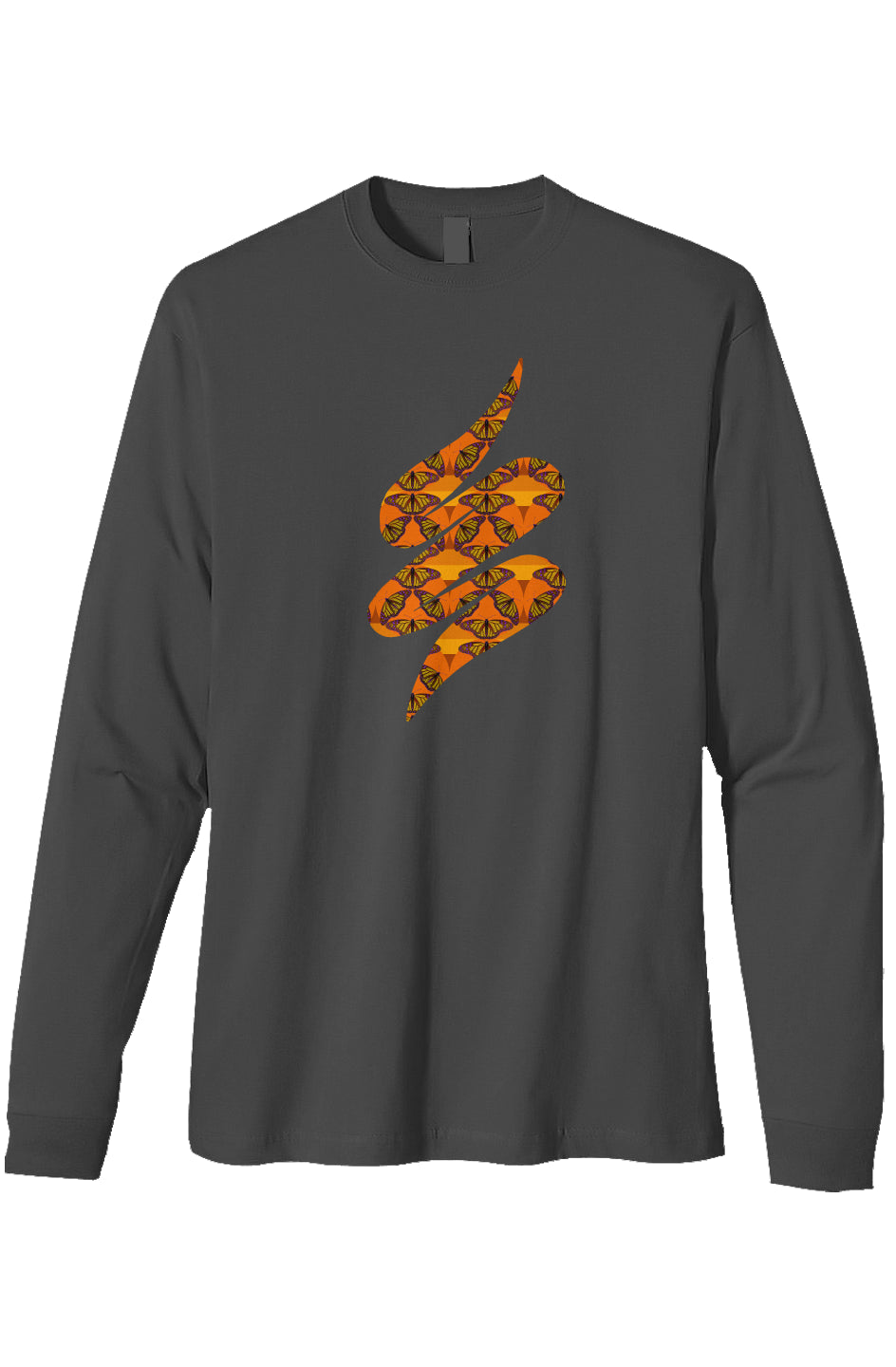 Organic Heavyweight Long Sleeve T-Shirt - Butterfly Sunset Swoop