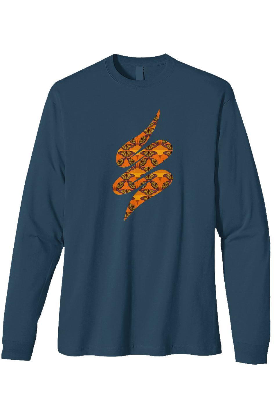 Organic Heavyweight Long Sleeve T-Shirt - Butterfly Sunset Swoop