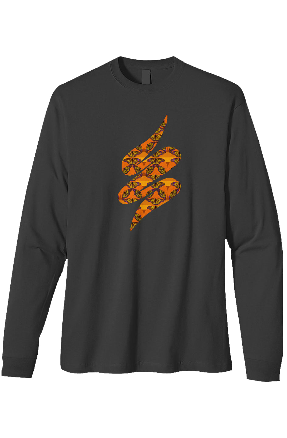 Organic Heavyweight Long Sleeve T-Shirt - Butterfly Sunset Swoop