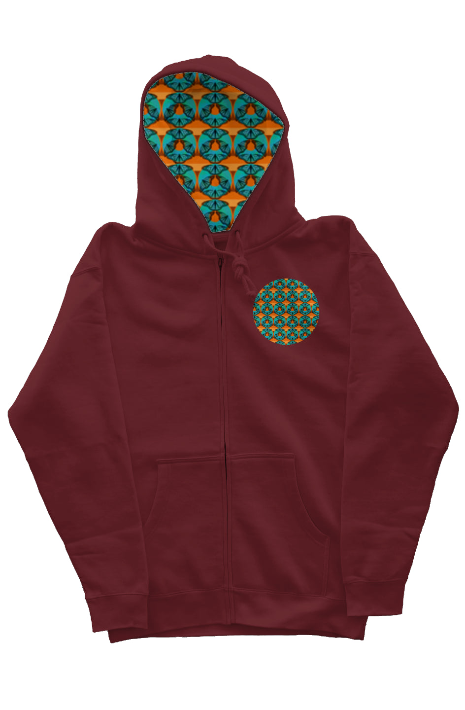 Zip Hoody with Hood Liner - Blue Butterfly Circle