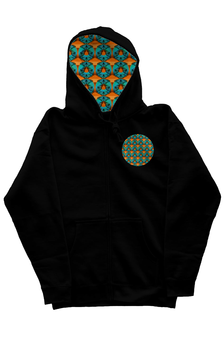 Zip Hoody with Hood Liner - Blue Butterfly Circle