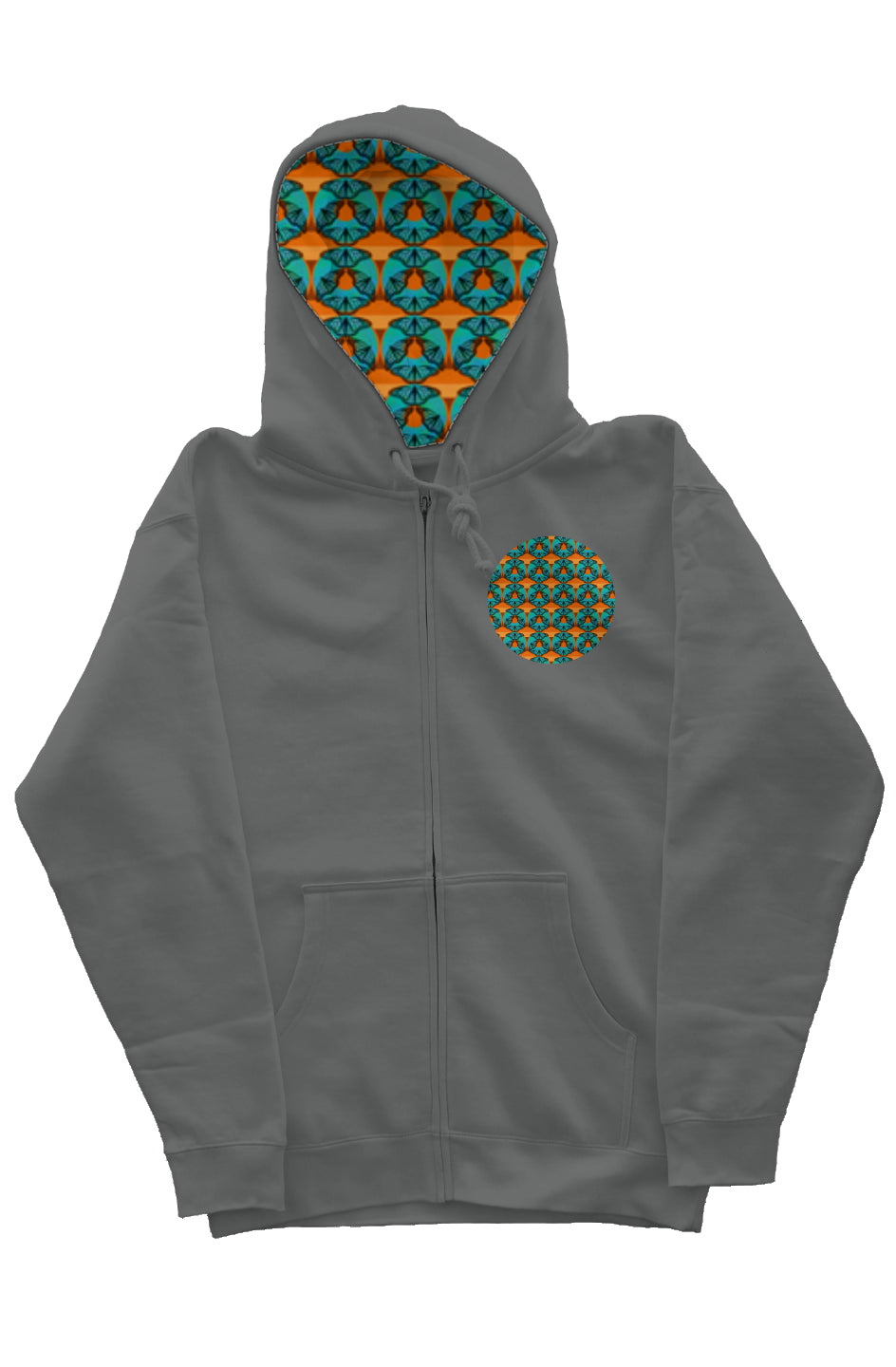 Zip Hoody with Hood Liner - Blue Butterfly Circle