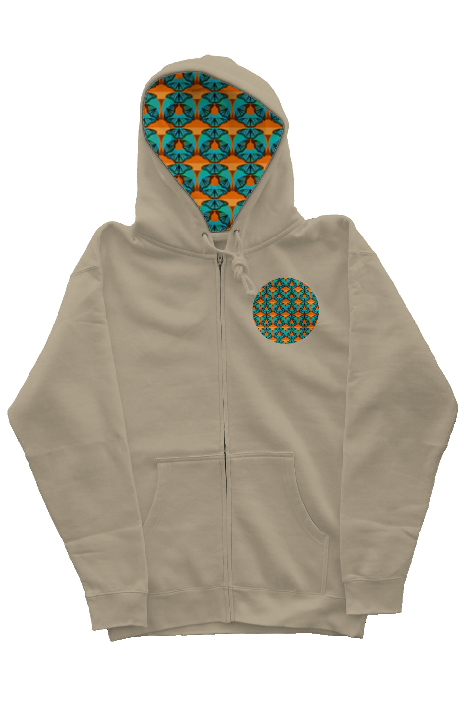 Zip Hoody with Hood Liner - Blue Butterfly Circle