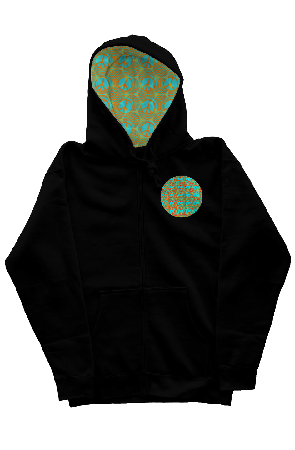 Zip Hoody with Hood Liner - Peace Circles