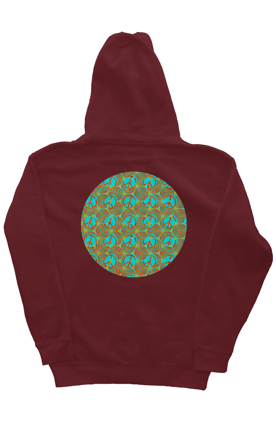 Zip Hoody with Hood Liner - Peace Circles - Maroon
