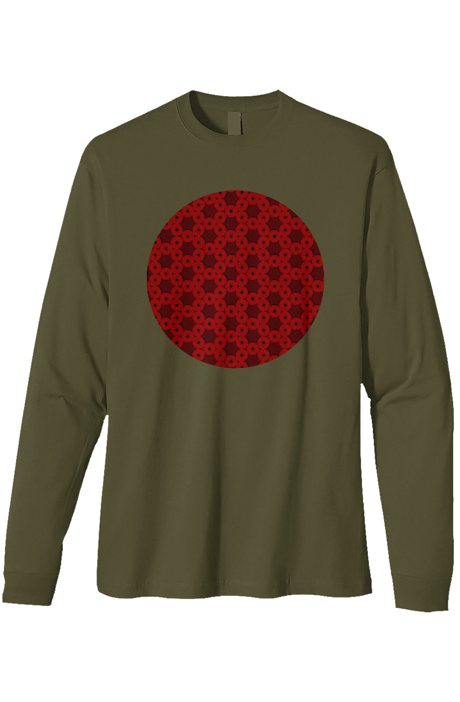 Organic Heavyweight Long Sleeve T-Shirt - Red Kiwi Eye Circle