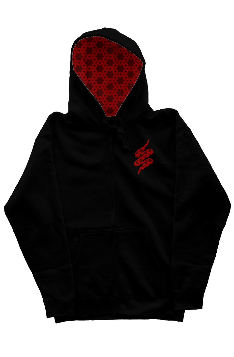 Zip Hoody with Hood Liner - Red Kiwi Eyes