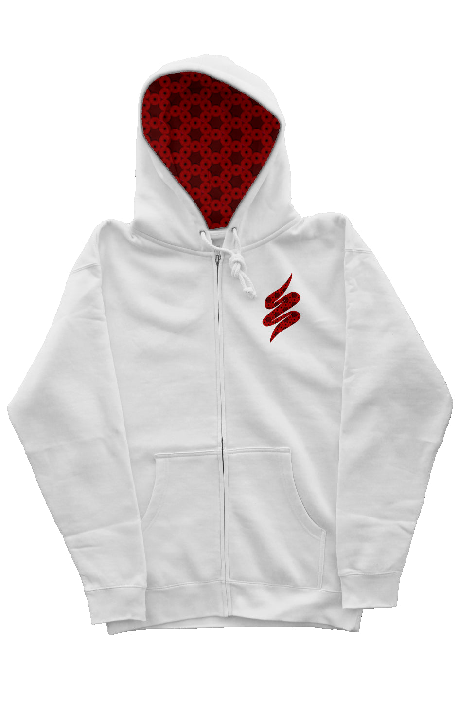 Zip Hoody with Hood Liner - Red Kiwi Eyes