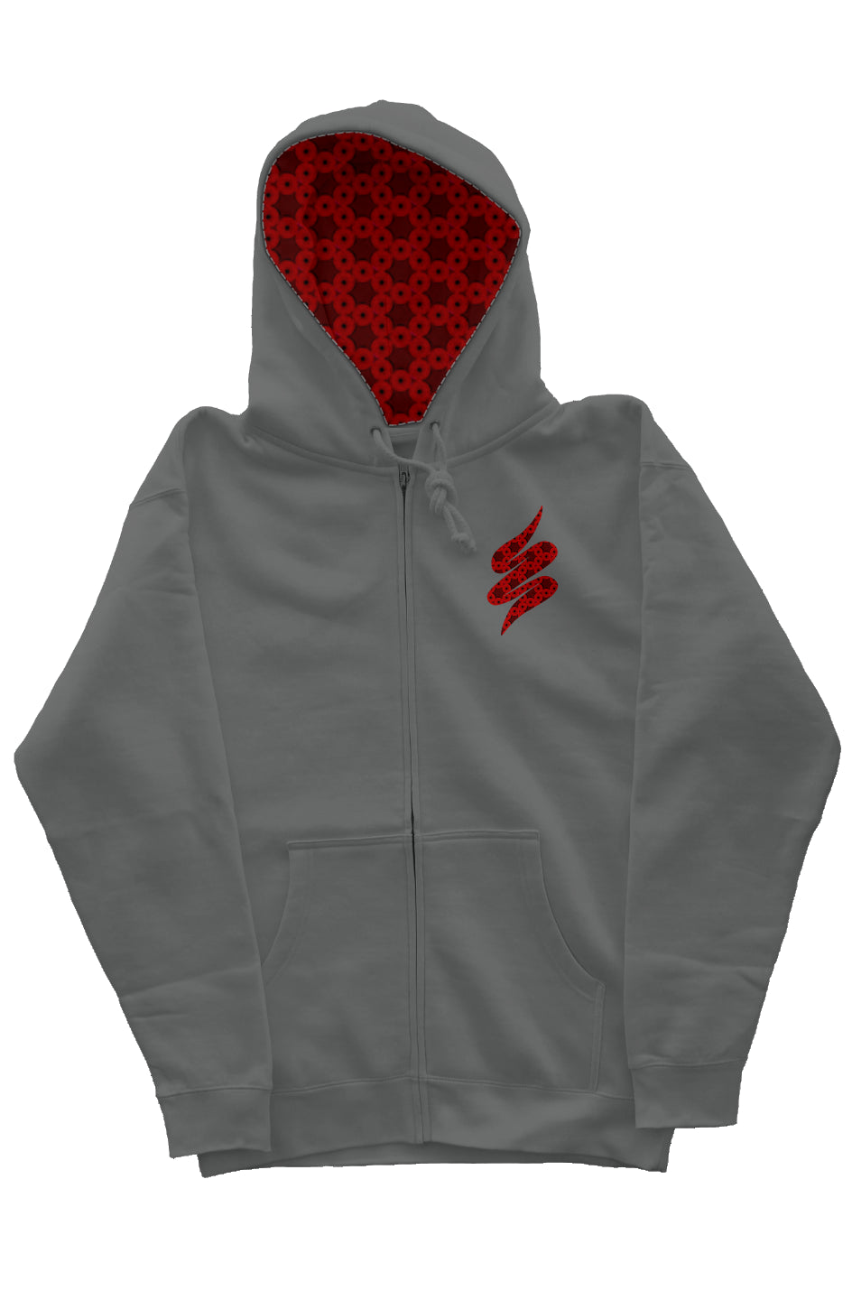 Zip Hoody with Hood Liner - Red Kiwi Eyes