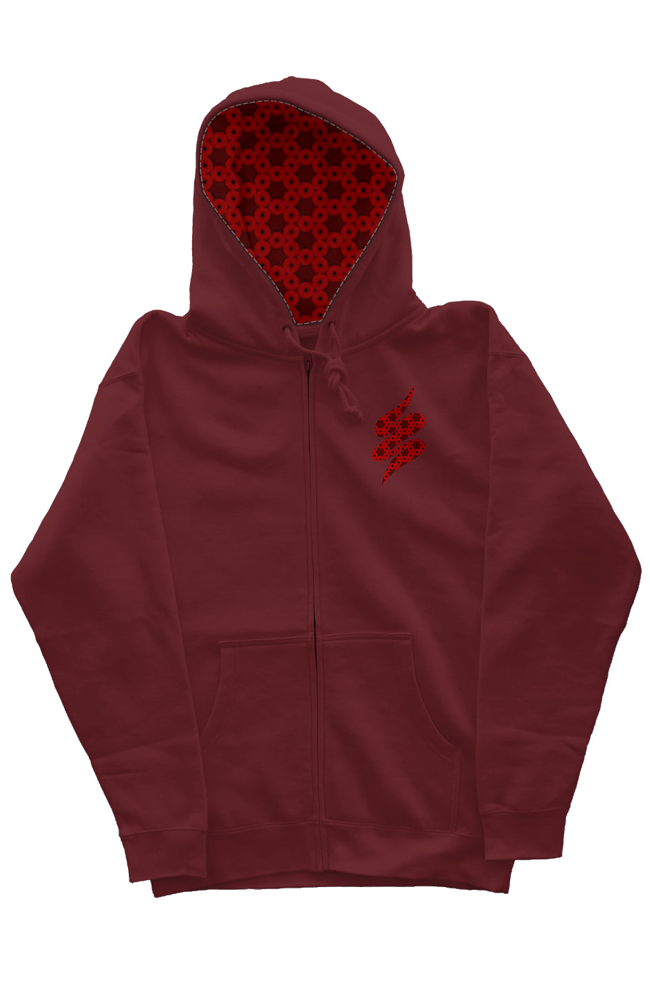 Zip Hoody with Hood Liner - Red Kiwi Eyes