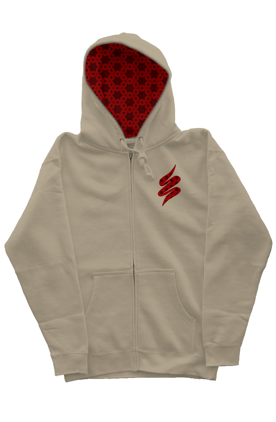 Zip Hoody with Hood Liner - Red Kiwi Eyes
