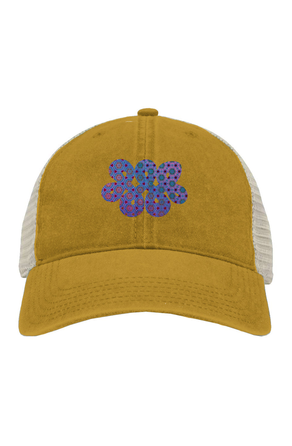 Pigment-Dyed Trucker Cap - Purple Psychedelic Tapa Infinity Loop