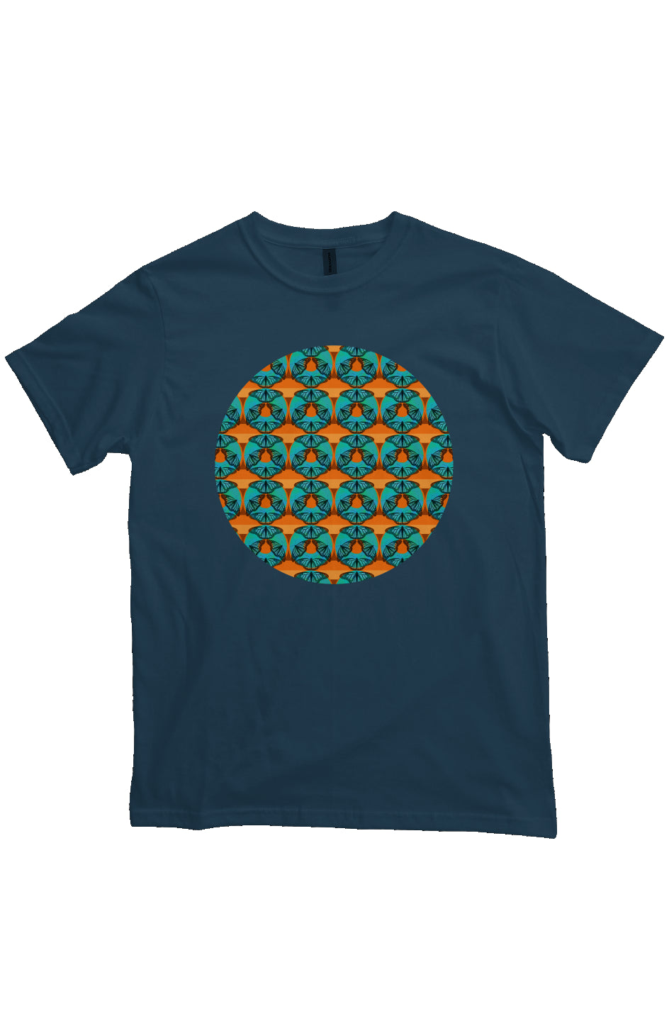 Organic Unisex Crewneck T-shirt - Blue Donut Butterfly Circle