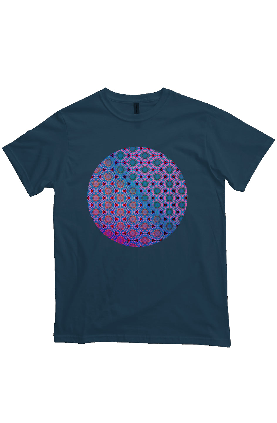 Organic Unisex Crewneck T-shirt - Purple Psychedelic Tapa Circle