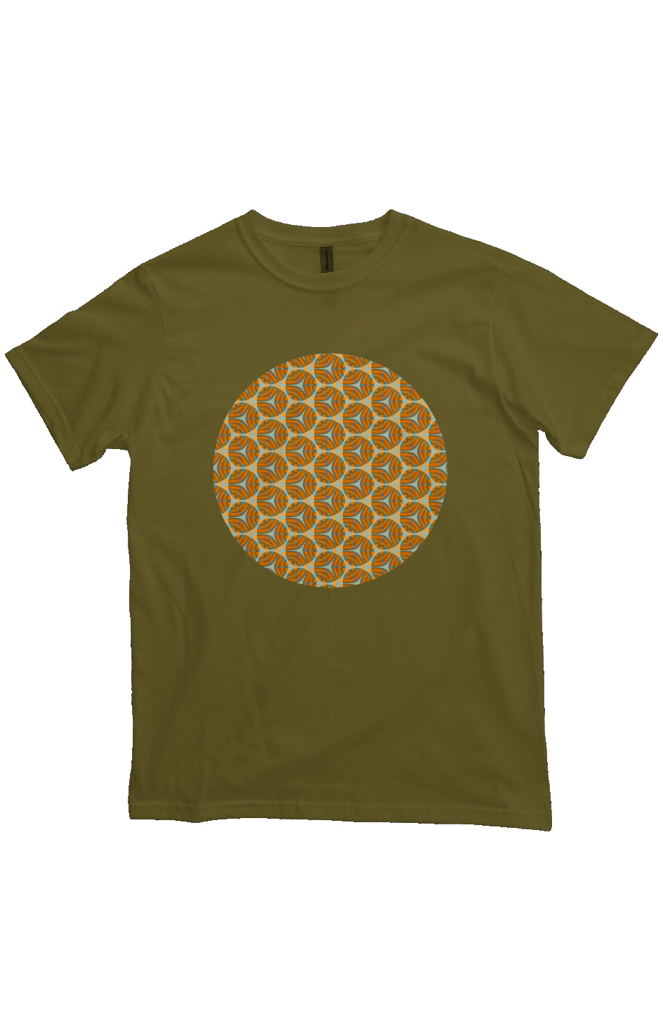 Organic Unisex Crewneck T-shirt - Four Striped Batik Eyes Circle