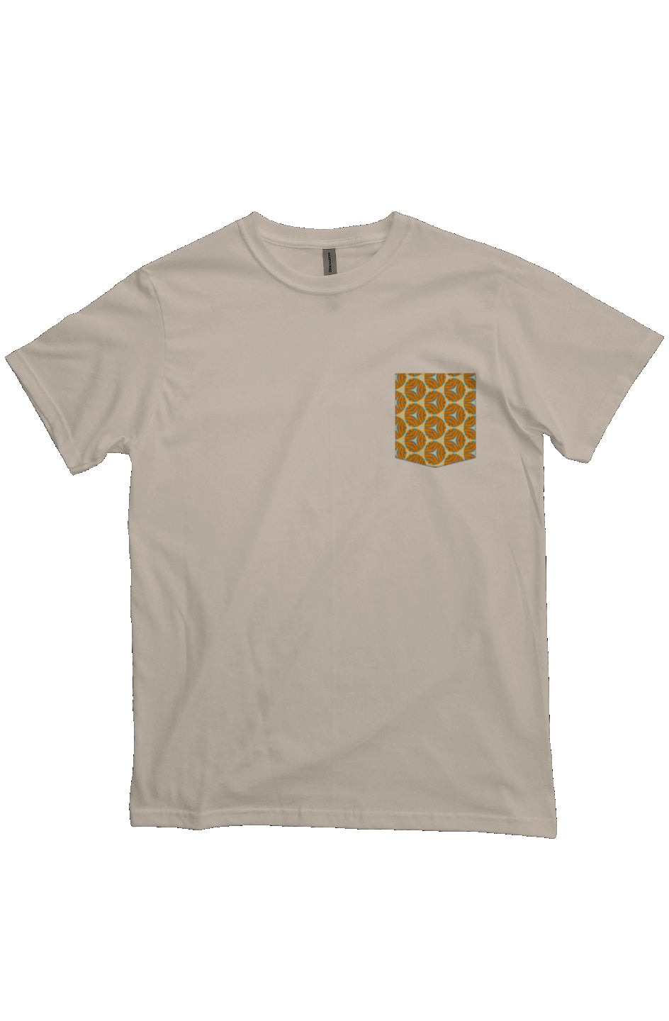 Organic Heavyweight Short Sleeve Pocket T-Shirt -Four Striped Batik Eyes Circle