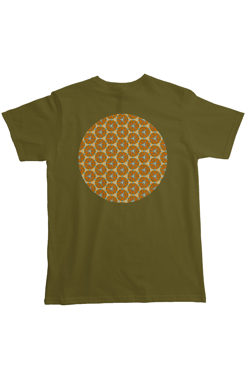 Organic Heavyweight Short Sleeve Pocket T-Shirt -Four Striped Batik Eyes Circle