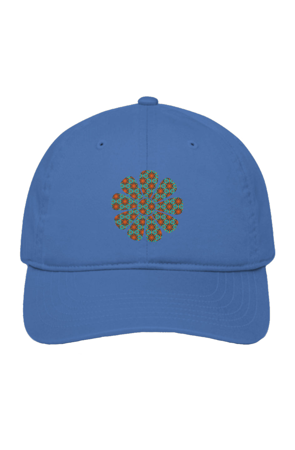 Organic Cotton Baseball Cap - Red Hummingbird Circle Flower