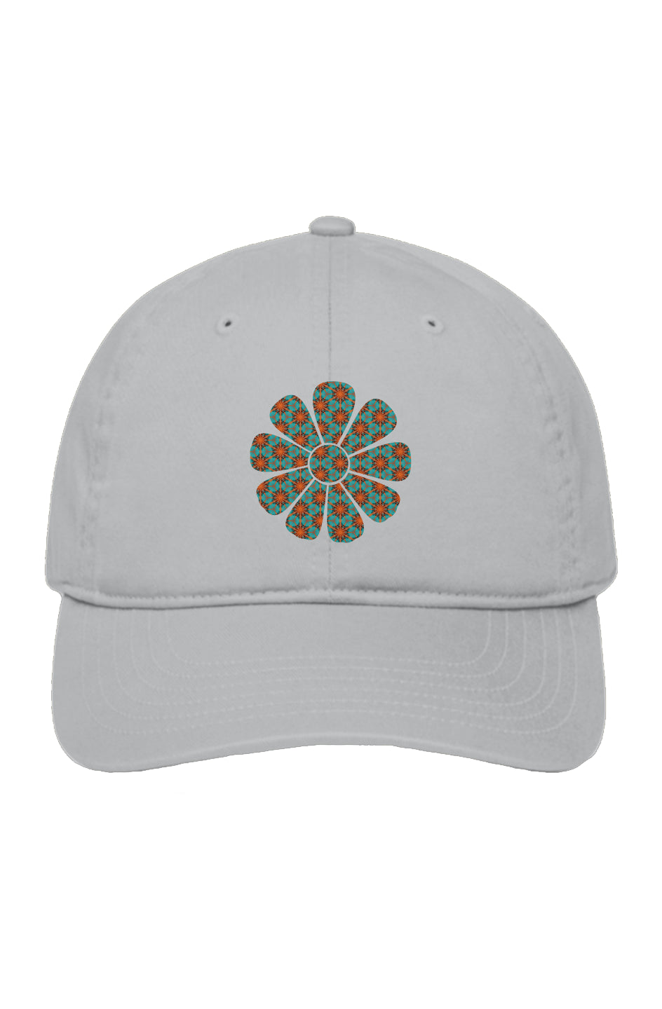 Organic Cotton Baseball Cap - Red Hummingbird Circle Flower