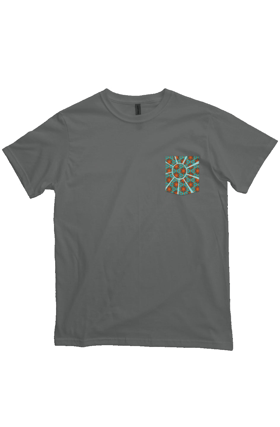 Organic Pocket T-Shirt - Red Hummingbird Circle Flower