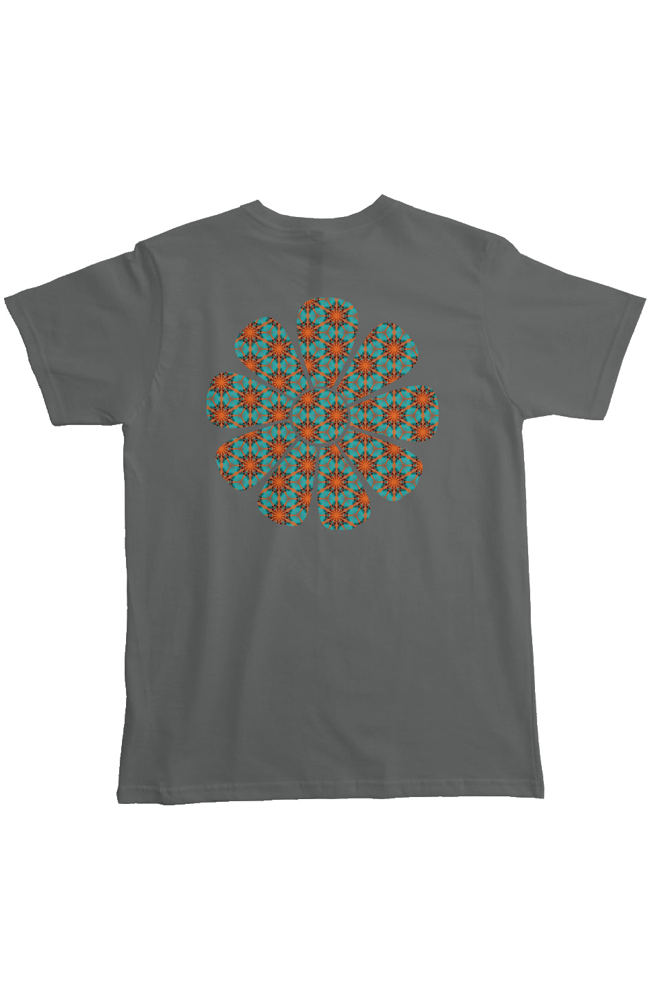 Organic Pocket T-Shirt - Red Hummingbird Circle Flower