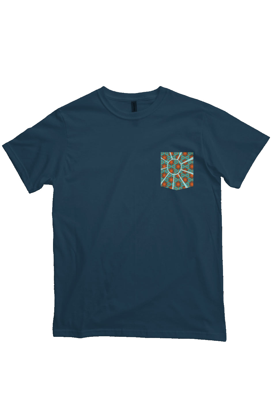 Organic Pocket T-Shirt - Red Hummingbird Circle Flower