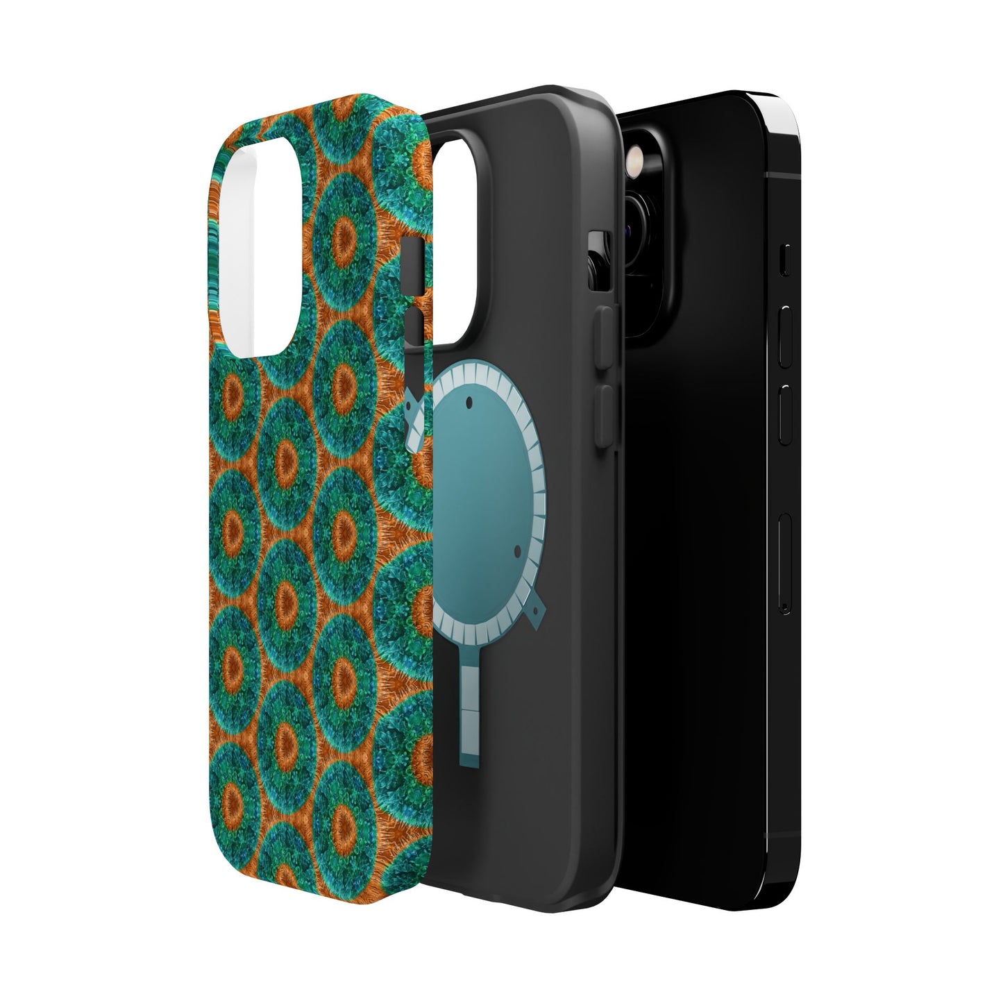 Magnetic iPhone Case - Blue Fuzzy Flower Donut