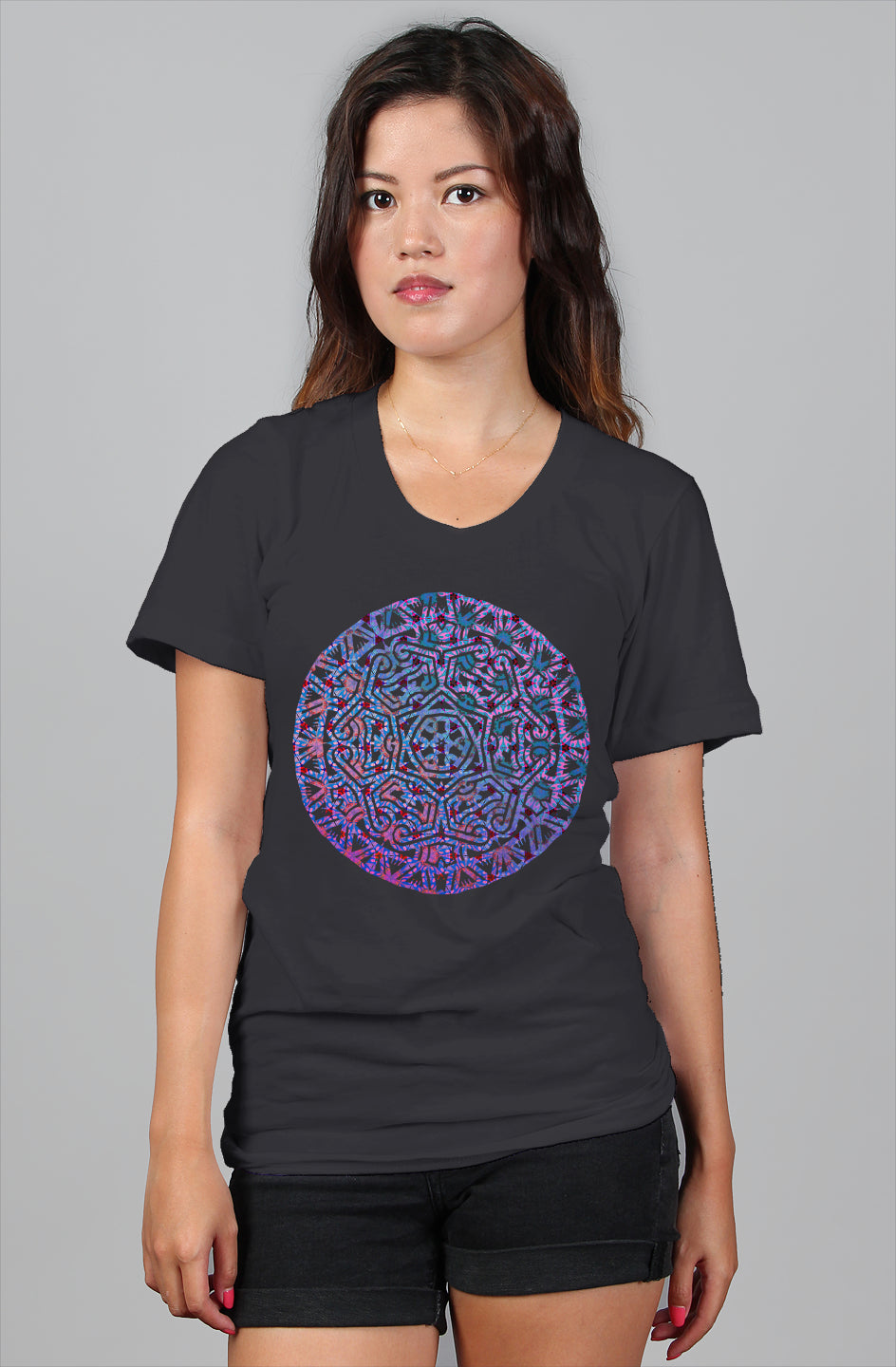 Womens Relaxed T- Shirt - Purple Tapa Mandala