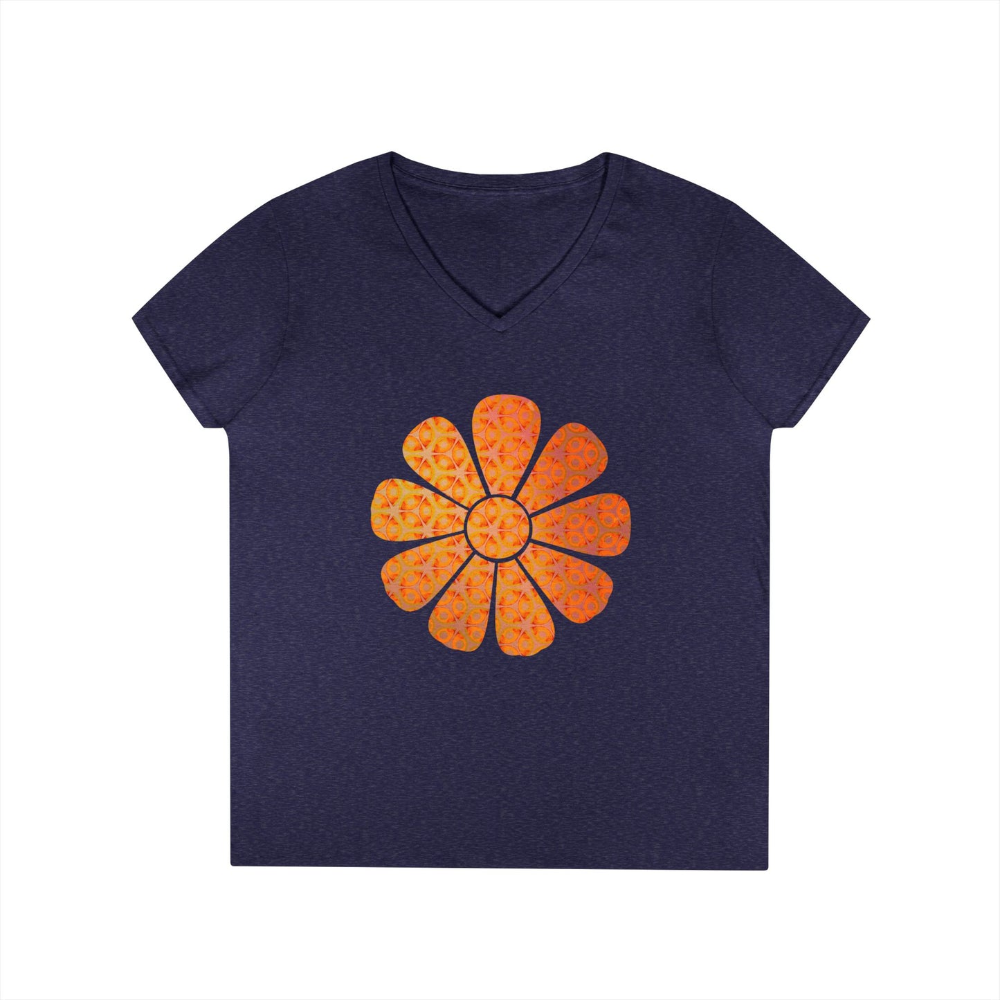 Ladies' V-Neck T-Shirt - Batik Flower