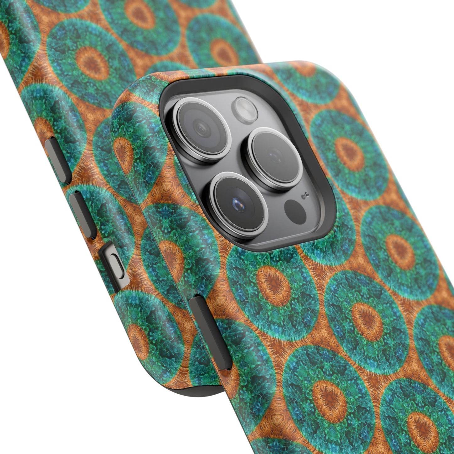 Magnetic iPhone Case - Blue Fuzzy Flower Donut