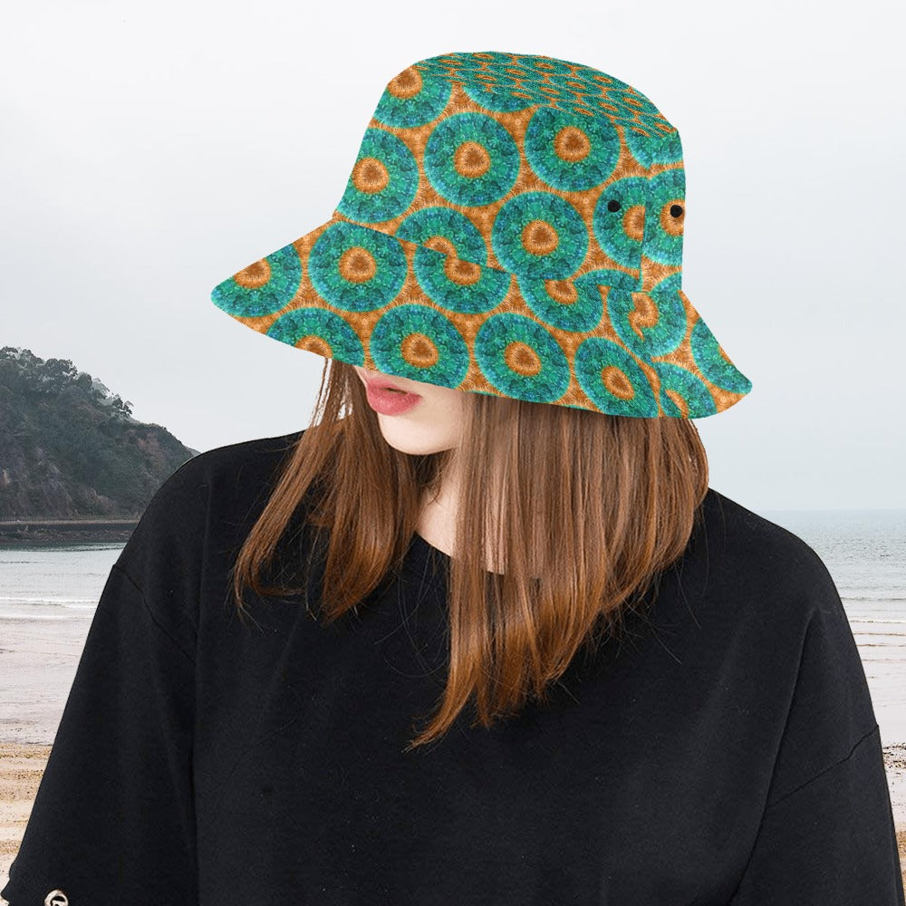 Women's All Over Print Bucket Hat - Fuzzy Donut Flower