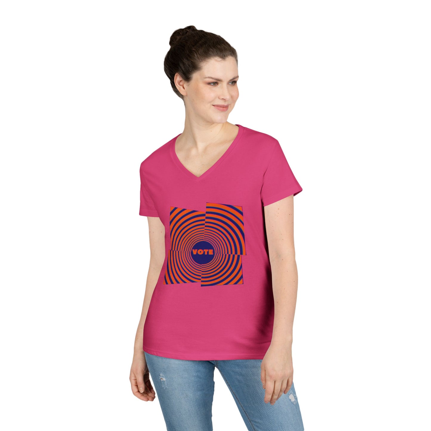 Ladies' V-Neck T-Shirt - Psychedelic Vote