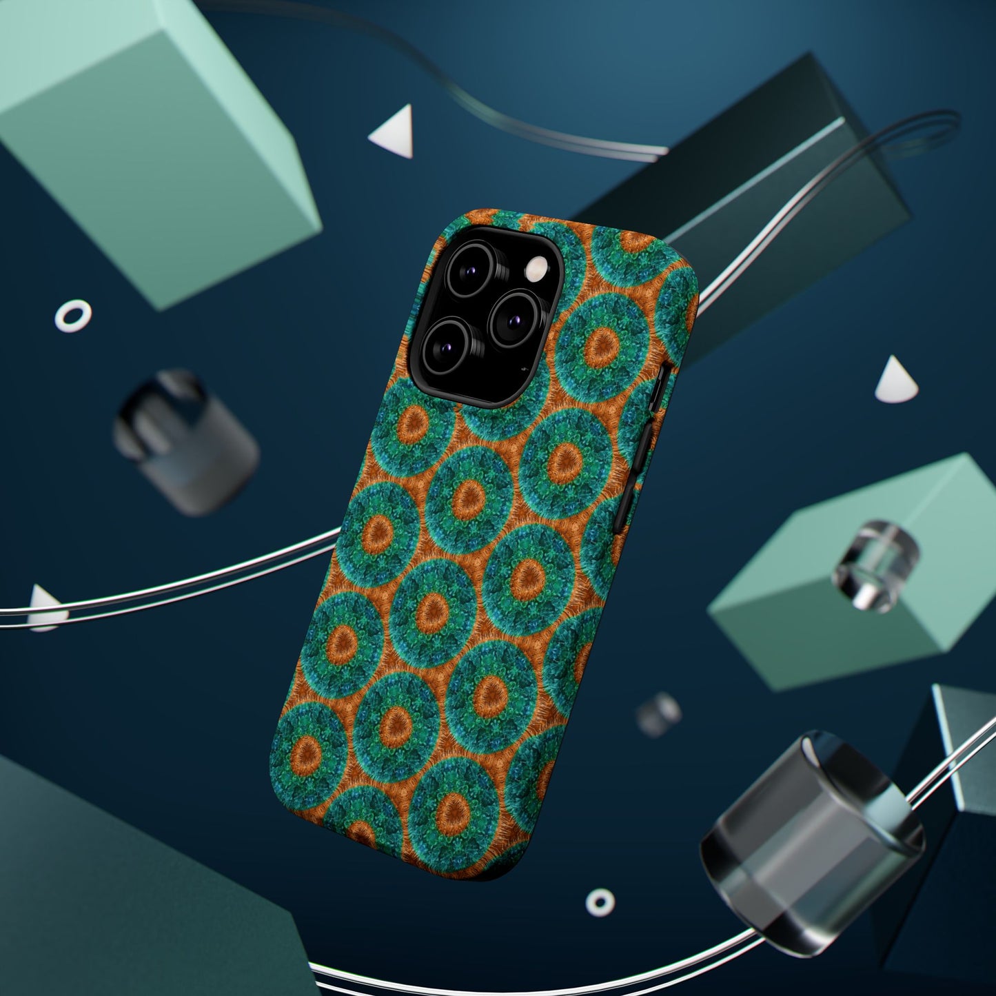 Magnetic iPhone Case - Blue Fuzzy Flower Donut