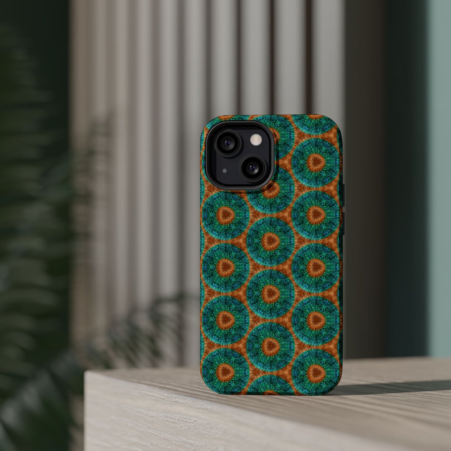 Magnetic iPhone Case - Blue Fuzzy Flower Donut