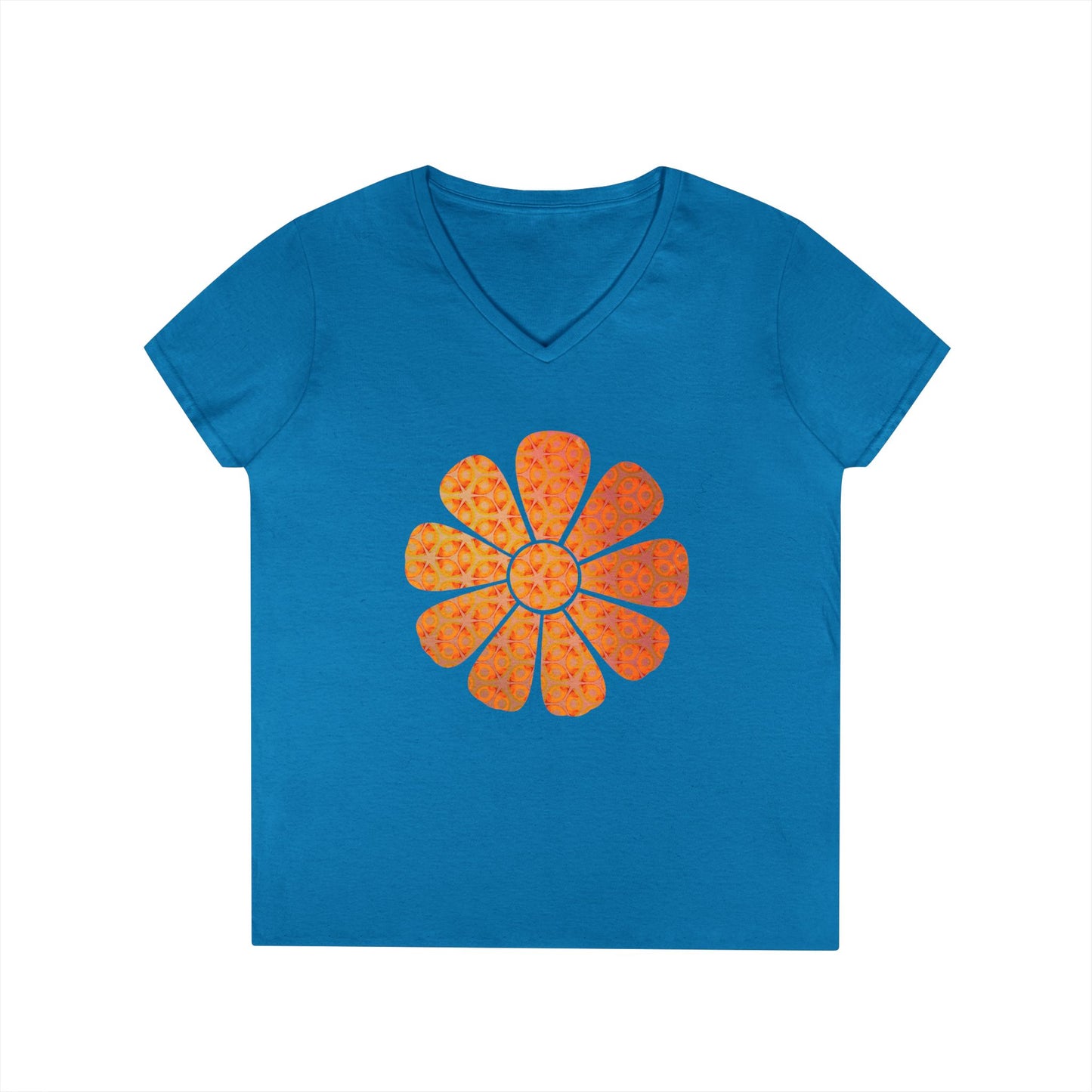 Ladies' V-Neck T-Shirt - Batik Flower