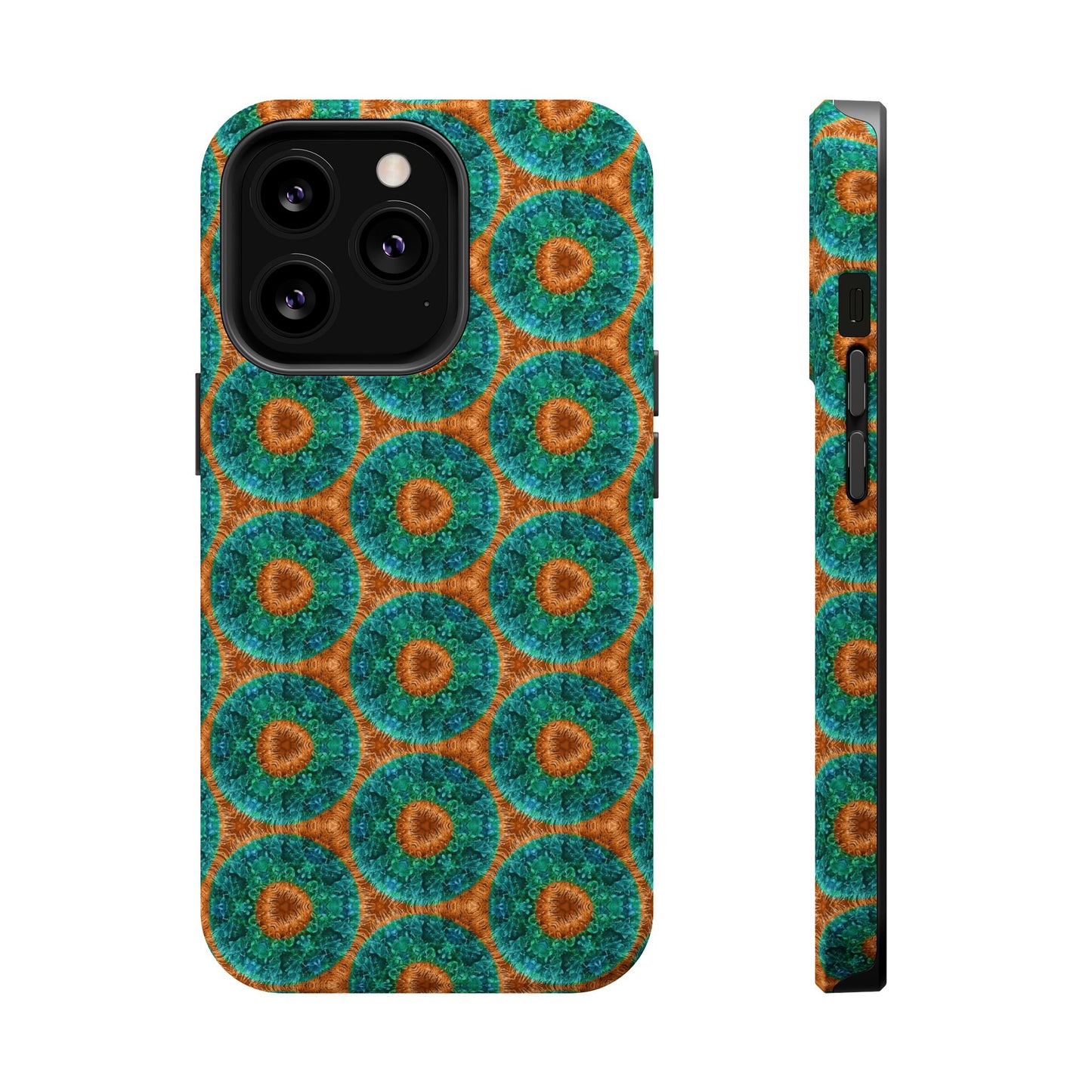 Magnetic iPhone Case - Blue Fuzzy Flower Donut