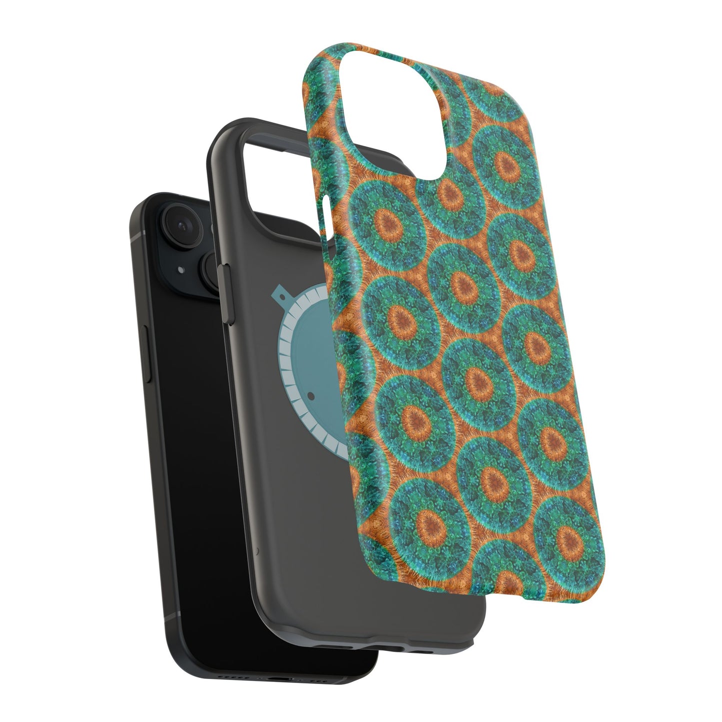 Magnetic iPhone Case - Blue Fuzzy Flower Donut
