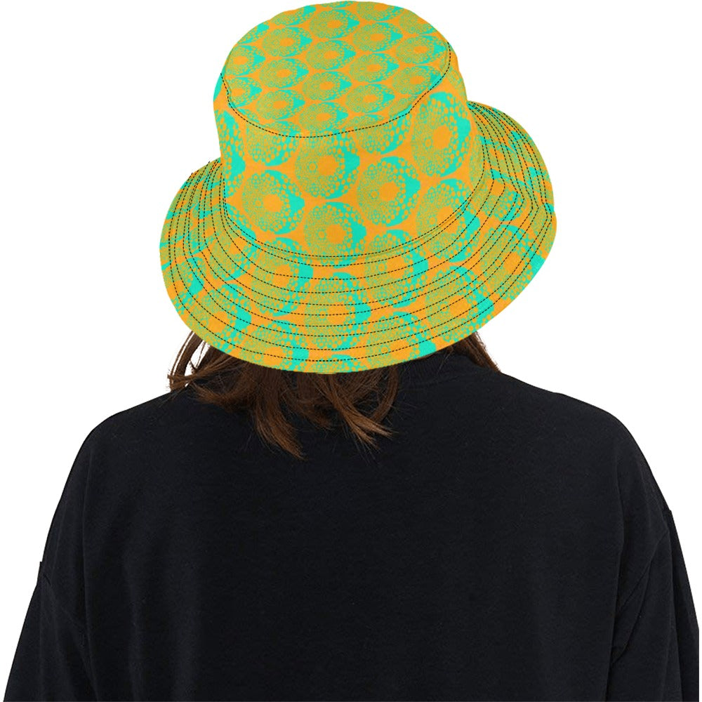 Women's All Over Print Bucket Hat - Psychedelic Orange Donut