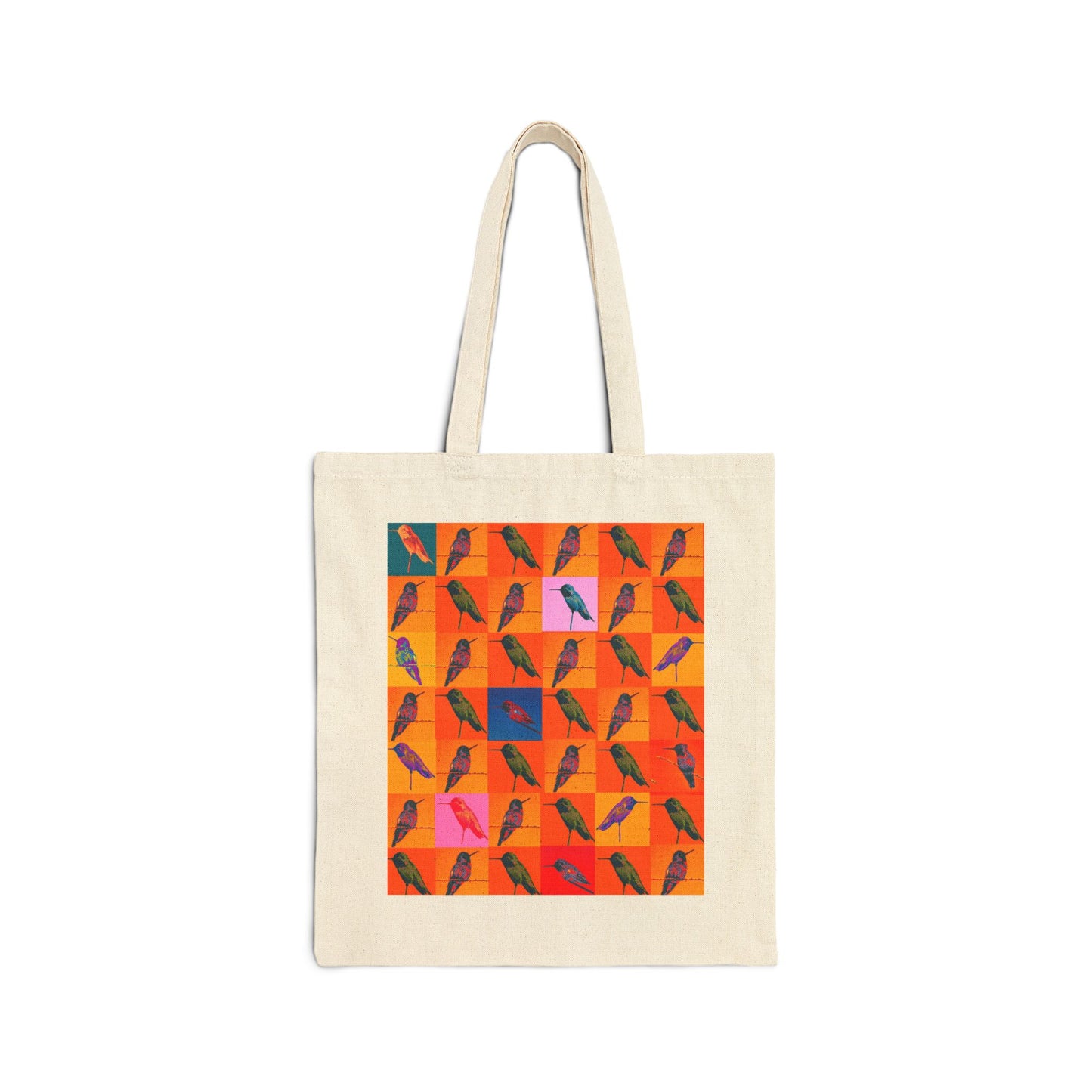 Cotton Canvas Tote Bag - Hummingbird Collage