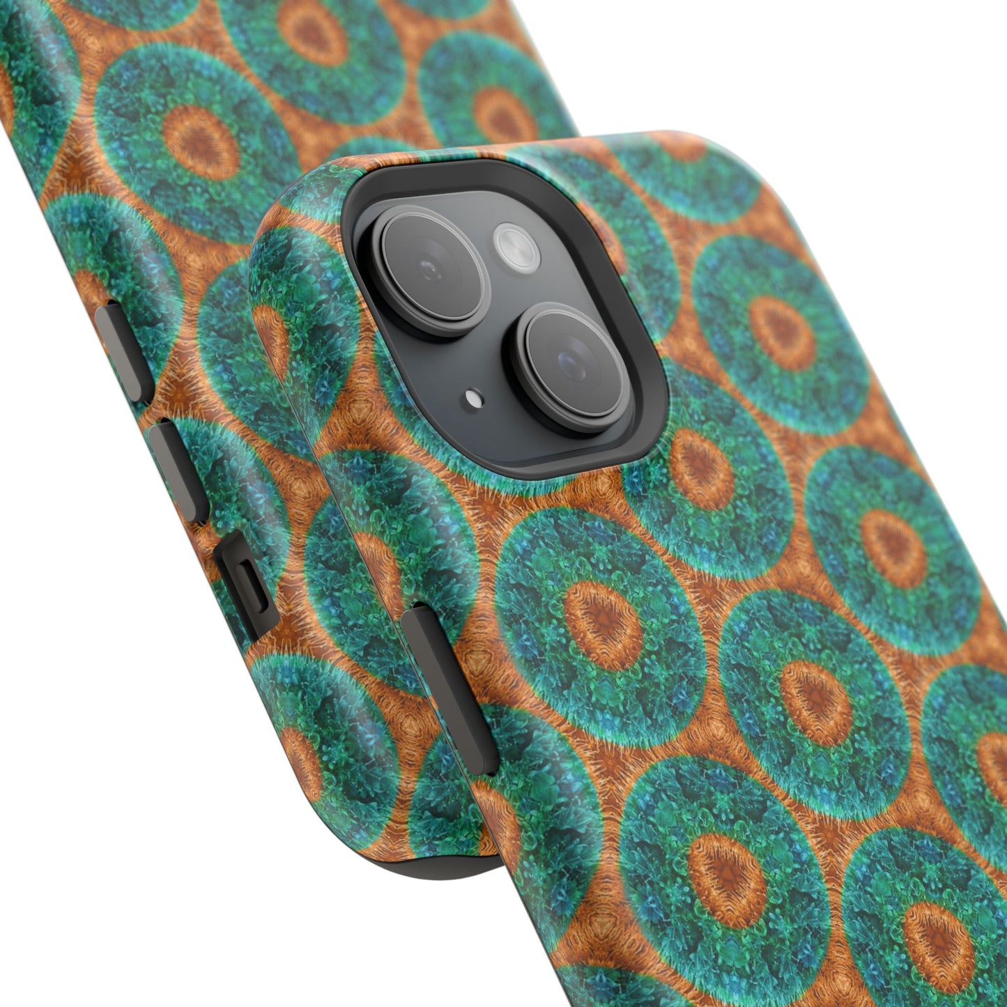 Magnetic iPhone Case - Blue Fuzzy Flower Donut