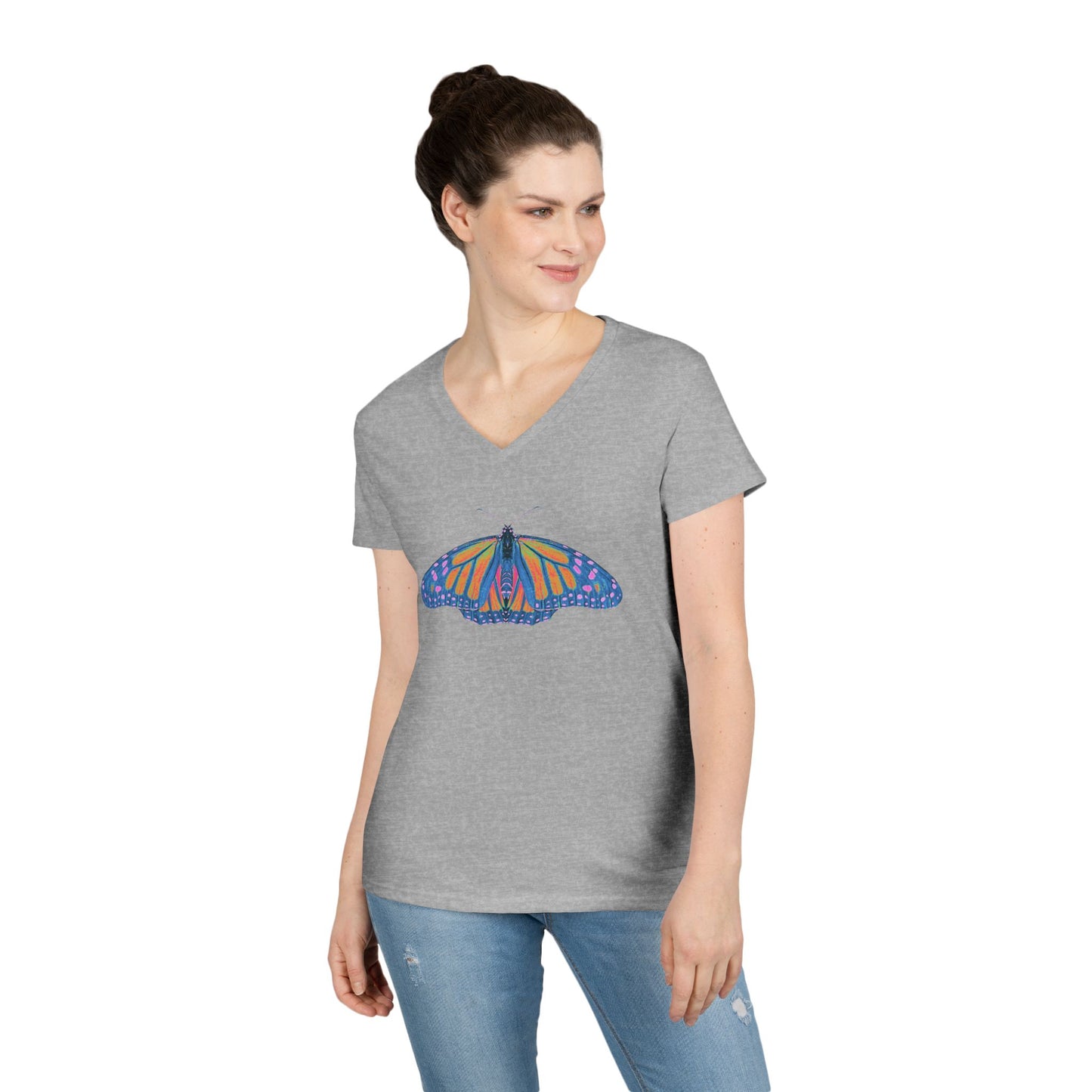 Ladies' V-Neck T-Shirt - Thermal Butterfly