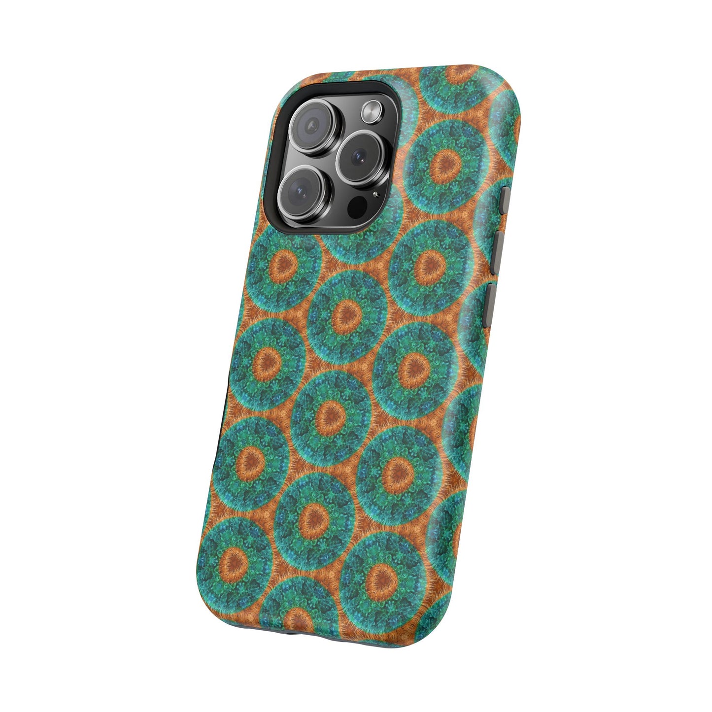 Magnetic iPhone Case - Blue Fuzzy Flower Donut