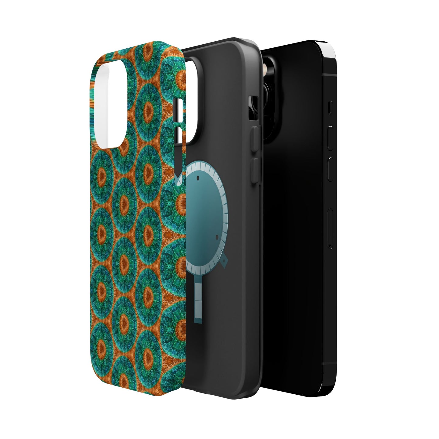 Magnetic iPhone Case - Blue Fuzzy Flower Donut