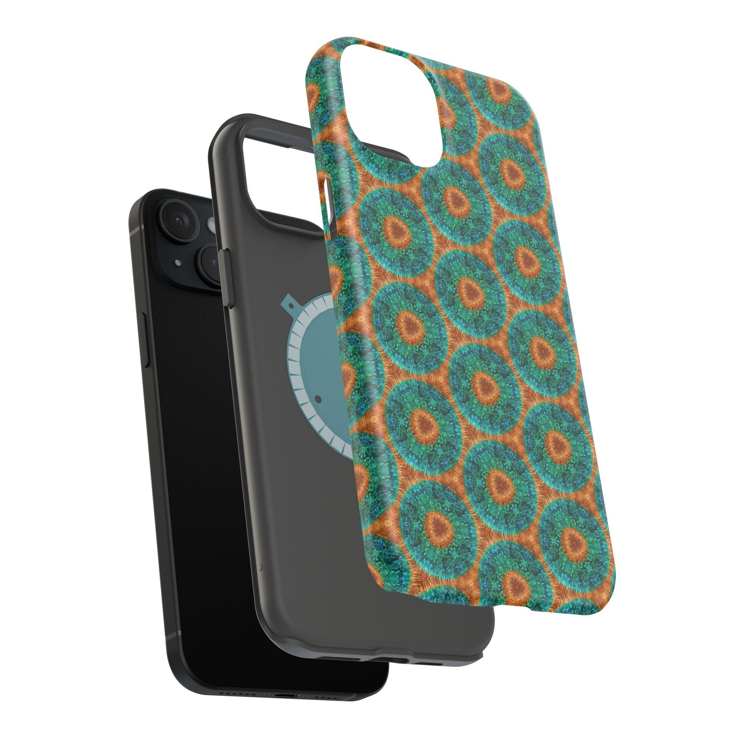 Magnetic iPhone Case - Blue Fuzzy Flower Donut