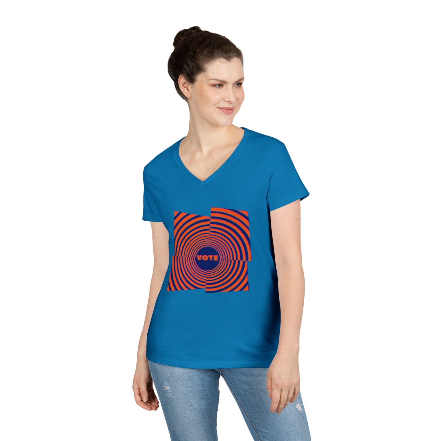 Ladies' V-Neck T-Shirt - Psychedelic Vote
