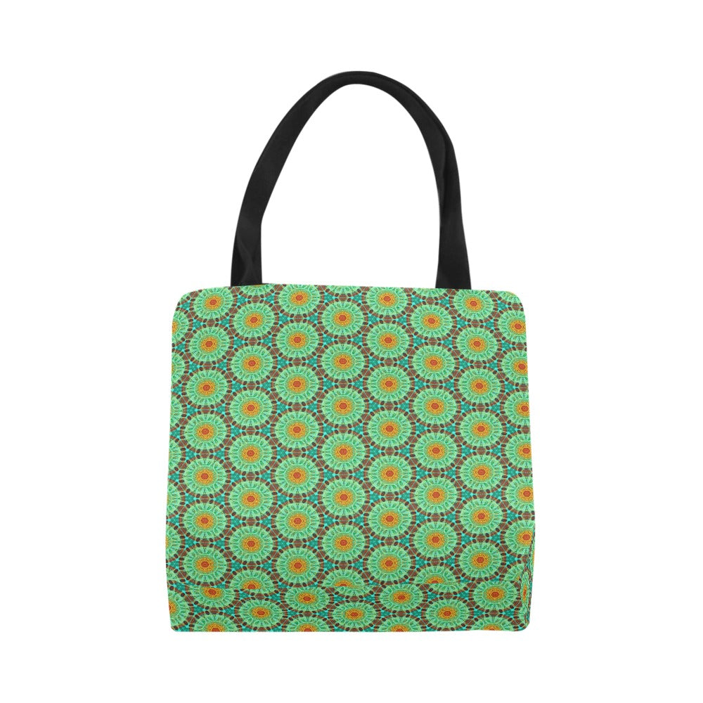 Canvas Tote Bag All Over Print - Green Tapa Circles