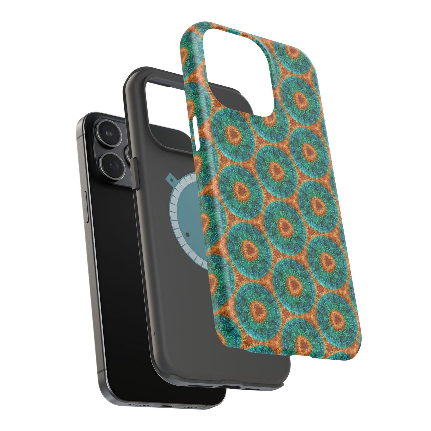 Magnetic iPhone Case - Blue Fuzzy Flower Donut