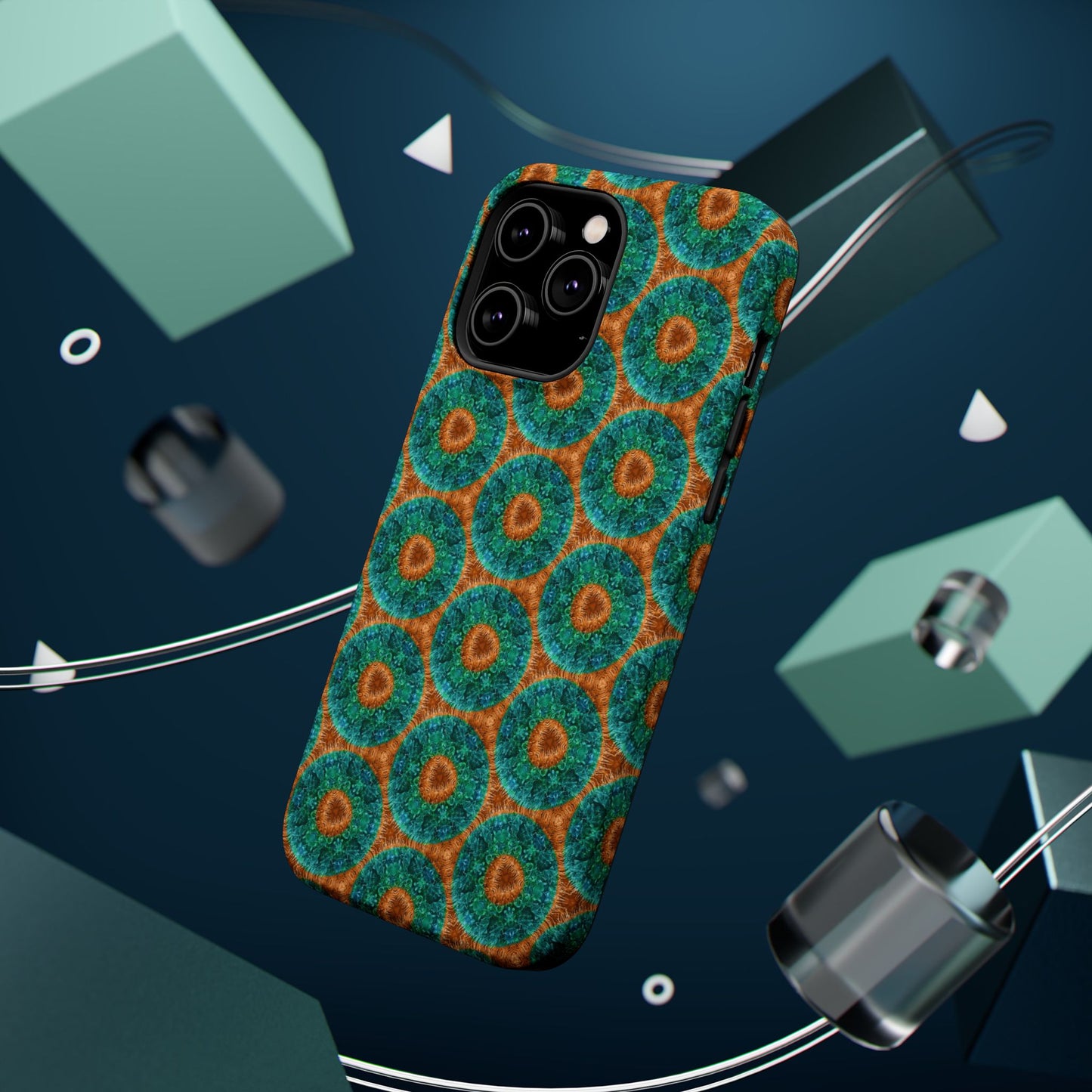 Magnetic iPhone Case - Blue Fuzzy Flower Donut